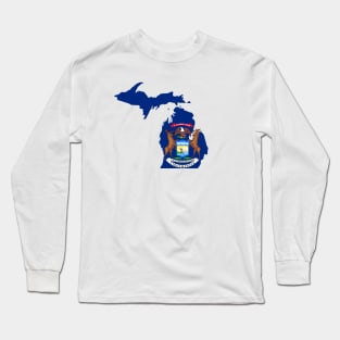 MI State Flag, Proud Michigan Native Long Sleeve T-Shirt